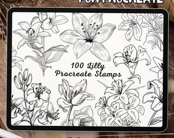 100 Lilly Brush Stamps | Procreate Lilly Brush Stamps | Lilly Procreate Stamps | Procreate Lilly Stamps | Procreate Lilly | Procreate Stamps