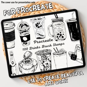 100 Drinks Brush Stamps | Procreate Drinks Brush Stamps | Drinks Procreate Stamps | Procreate Drinks Stamps | Procreate Drinks
