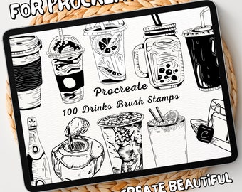 100 Drinks Brush Stamps | Procreate Drinks Brush Stamps | Drinks Procreate Stamps | Procreate Drinks Stamps | Procreate Drinks