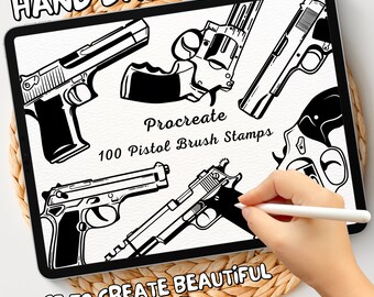 100 Pistol Brush Stamps | Procreate Pistol Brush Stamps | Pistol Procreate Stamps | Procreate Pistol Stamps | Procreate Pistol