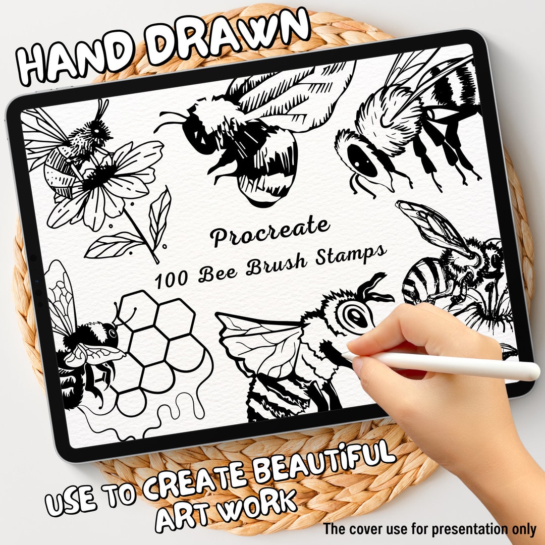 100 Bee Brush Stamps | Procreate Bee Brush Stamps | Bee Procreate ...