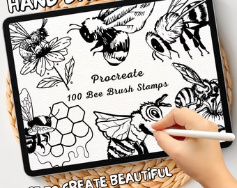 100 Bee Brush Stamps | Procreate Bee Brush Stamps | Bee Procreate Stamps | Procreate Bee Stamps | Procreate Bee | Procreate Stamps