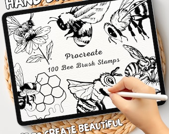 100 Bee Brush Stamps | Procreate Bee Brush Stamps | Bee Procreate Stamps | Procreate Bee Stamps | Procreate Bee | Procreate Stamps