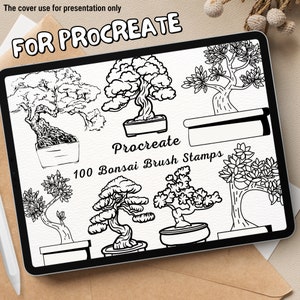 100 tampons pinceau bonsaï | Procreate Bonsai Brush Stamps | Timbres bonsaï procréer | Procréer des timbres de bonsaï | Procréer un bonsaï