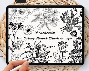 100 Spring Flower Brush Stamps | Procreate Spring Flower Brush Stamps | Spring Flower Procreate Stamps | Procreate Spring Flower Stamps