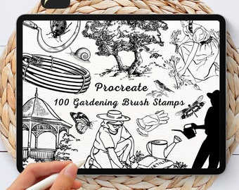 100 Gardening Brush Stamps | Procreate Gardening Brush Stamps | Gardening Procreate Stamps | Procreate Gardening Stamps | Procreate Stamps