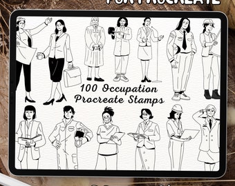 100 tampons de pinceaux de profession | Tampons pinceaux Procreate Occupation | Occupation Procreate Stamps | Tampons de profession procréer | Procréer