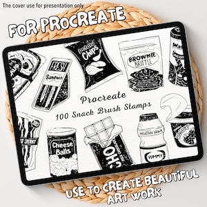 100 Snack Brush Stamps | Procreate Snack Brush Stamps | Snack Procreate Stamps | Procreate Snack Stamps | Procreate Snack | Procreate Stamps
