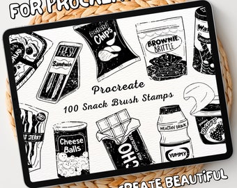 100 Snack Brush Stamps | Procreate Snack Brush Stamps | Snack Procreate Stamps | Procreate Snack Stamps | Procreate Snack | Procreate Stamps