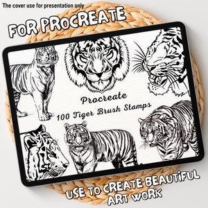 Tiger Stamps for Procreate, Digital Big Cat Art Brushes, Safari Animal Illustration Tools