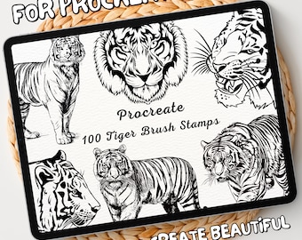100 tampons pinceau tigre | Procréer des tampons de brosse de tigre | Timbres de procréation de tigre | Procréer des timbres de tigre | Procréer Tigre | Procréer des timbres