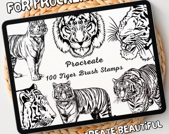 100 tampons pinceau tigre | Procréer des tampons de brosse de tigre | Timbres de procréation de tigre | Procréer des timbres de tigre | Procréer Tigre | Procréer des timbres