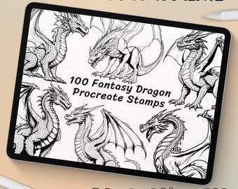 100 Fantasy Dragon Brush Stamps | Procreate Fantasy Dragon Brush Stamps | Fantasy Dragon Procreate Stamps | Procreate Fantasy Dragon Stamps
