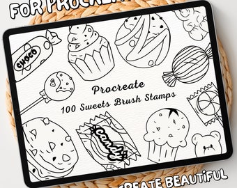 100 Sweets Brush Stamps | Procreate Sweets Brush Stamps | Sweets Procreate Stamps | Procreate Sweets Stamps | Procreate Sweets