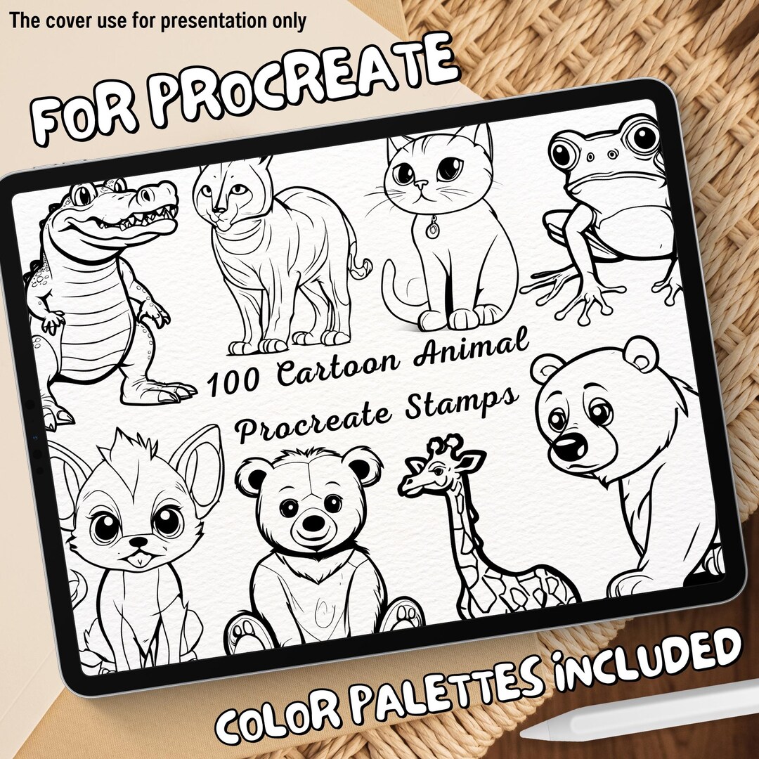 100 Cartoon Animal Brush Stamps | Procreate Cartoon Animal Brush Stamps ...