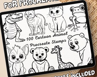100 Cartoon Animal Brush Stamps | Procreate Cartoon Animal Brush Stamps | Cartoon Animal Procreate Stamps | Procreate Cartoon Animal Stamps