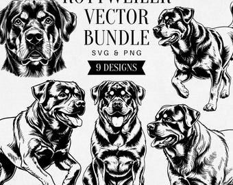 Vintage Rottweiler SVG, Realistic Dog PNG Clipart, Pet Illustration, Guard Dog Vector, Tattoo Design, Commercial Use