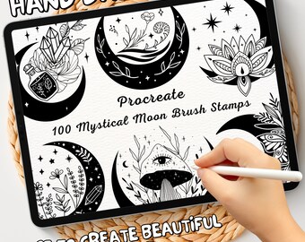 100 Mystical Moon Brush Stamps | Procreate Mystical Moon Brush Stamps | Mystical Moon Procreate Stamps | Procreate Mystical Moon Stamps