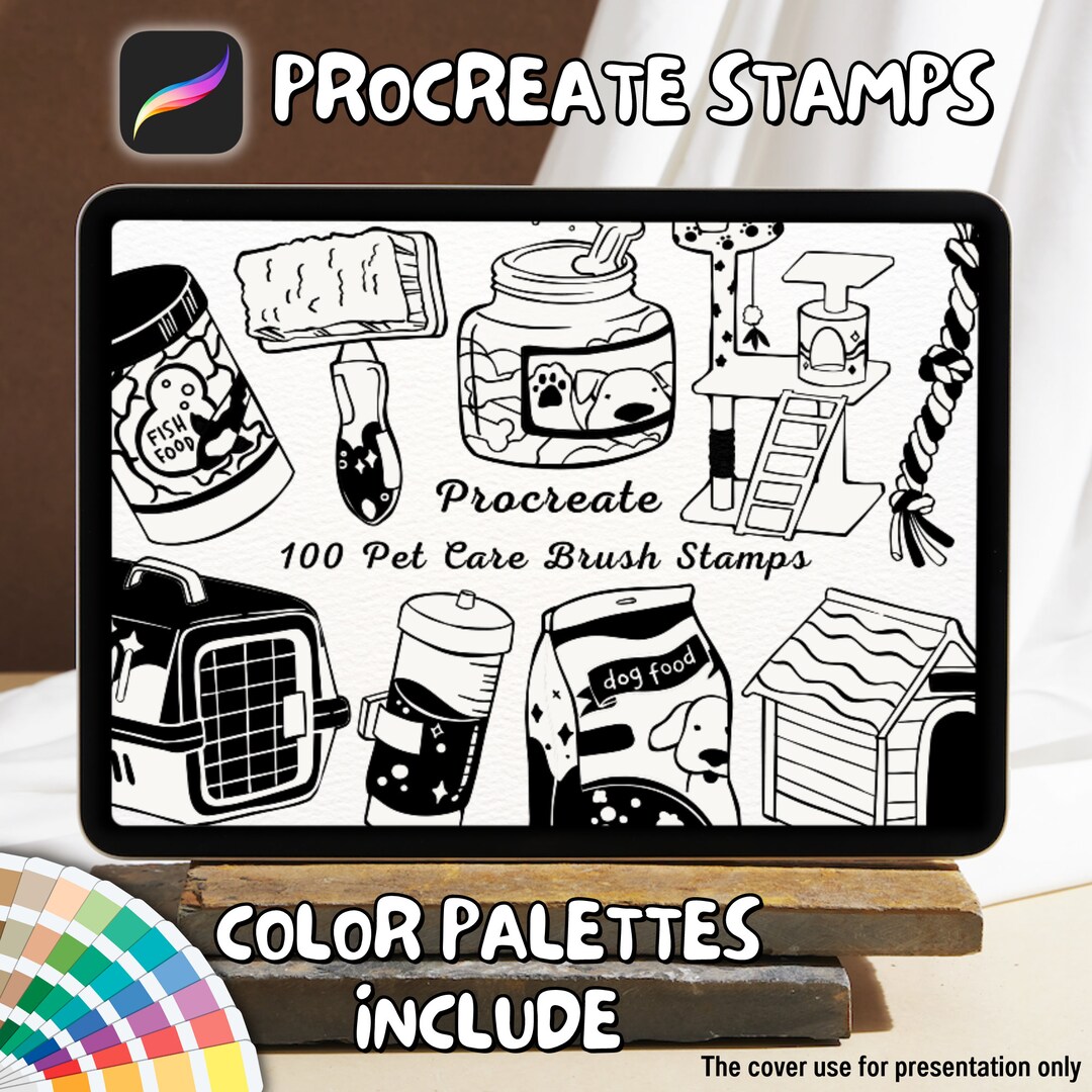 100 Pet Care Brush Stamps | Procreate Pet Care Brush Stamps | Pet Care ...