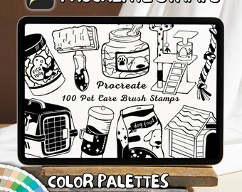 100 Pet Care Brush Stamps | Procreate Pet Care Brush Stamps | Pet Care Procreate Stamps | Procreate Pet Care Stamps | Procreate Pet Care