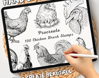 100 Chicken Brush Stamps | Procreate Chicken Brush Stamps | Chicken Procreate Stamps | Procreate Chicken Stamps | Procreate Chicken
