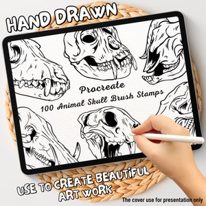 100 Animal Skull Brush Stamps | Procreate Animal Skull Brush Stamps | Animal Skull Procreate Stamps | Procreate Animal Skull Stamps
