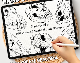 100 Animal Skull Brush Stamps | Procreate Animal Skull Brush Stamps | Animal Skull Procreate Stamps | Procreate Animal Skull Stamps