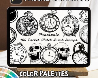 100 Pocket Watch Brush Stamps | Procreate Pocket Watch Brush Stamps | Pocket Watch Procreate Stamps | Procreate Pocket Watch Stamps
