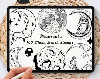 100 Moon Brush Stamps | Procreate Moon Brush Stamps | Moon Procreate Stamps | Procreate Moon Stamps | Procreate Moon | Procreate Stamps