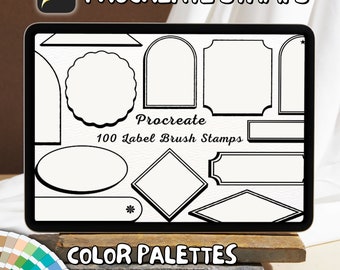 100 Label Brush Stamps | Procreate Label Brush Stamps | Label Procreate Stamps | Procreate Label Stamps | Procreate Label | Procreate Stamps