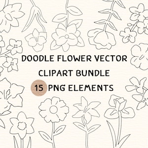 Doodle Flower Vector Clipart Bundle | Doodle Flower Vector Clipart | Doodle Flower Clipart | Doodle Flower Png Clipart | Doodle Flower Png