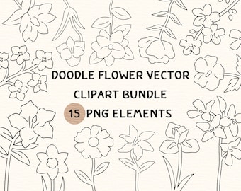 Doodle Flower Vector Clipart Bundle | Doodle Flower Vector Clipart | Doodle Flower Clipart | Doodle Flower Png Clipart | Doodle Flower Png