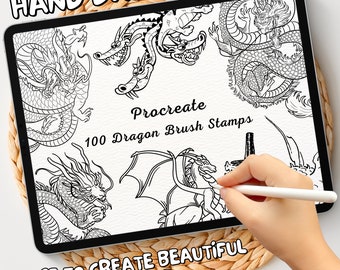 100 Dragon Brush Stamps | Procreate Dragon Brush Stamps | Dragon Procreate Stamps | Procreate Dragon Stamps | Procreate Dragon