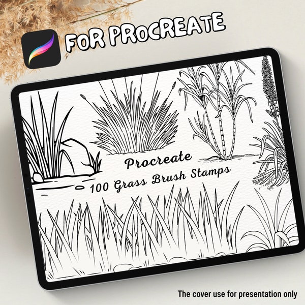 100 Grass Brush Stamps | Procreate Grass Brush Stamps | Grass Procreate Stamps | Procreate Grass Stamps | Procreate Grass | Procreate Stamps