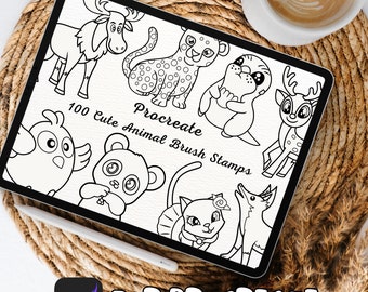 100 Cute Animal Brush Stamps | Procreate Cute Animal Brush Stamps | Cute Animal Procreate Stamps | Procreate Cute Animal Stamps