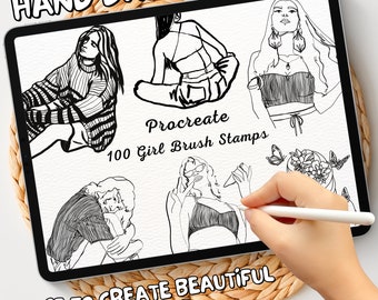 100 Girl Brush Stamps | Procreate Girl Brush Stamps | Girl Procreate Stamps | Procreate Girl Stamps | Procreate Girl | Procreate Stamps