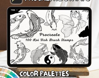 100 Koi Fish Brush Stamps | Procreate Koi Fish Brush Stamps | Koi Fish Procreate Stamps | Procreate Koi Fish Stamps | Procreate Koi Fish
