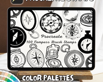 100 Compass Brush Stamps | Procreate Compass Brush Stamps | Compass Procreate Stamps | Procreate Compass Stamps | Procreate Compass