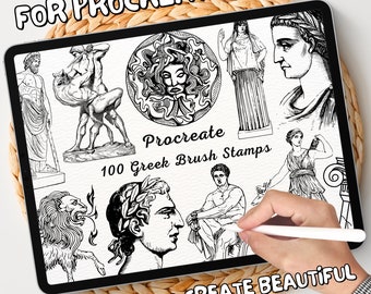 100 Greek Brush Stamps | Procreate Greek Brush Stamps | Greek Procreate Stamps | Procreate Greek Stamps | Procreate Greek | Procreate Stamps