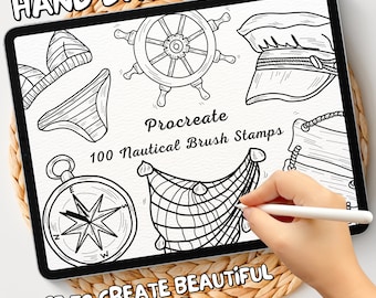 100 Nautical Brush Stamps | Procreate Nautical Brush Stamps | Nautical Procreate Stamps | Procreate Nautical Stamps | Procreate Nautical