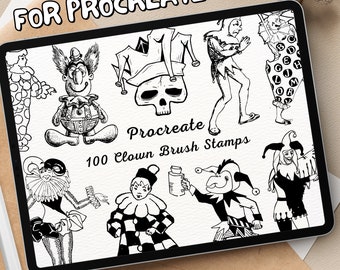 100 Clown Brush Stamps | Procreate Clown Brush Stamps | Clown Procreate Stamps | Procreate Clown Stamps | Procreate Clown | Procreate Stamps