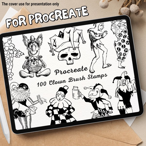 100 Clown Brush Stamps | Procreate Clown Brush Stamps | Clown Procreate Stamps | Procreate Clown Stamps | Procreate Clown | Procreate Stamps