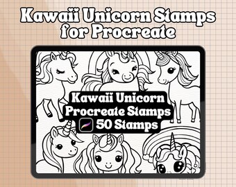 50 Kawaii Unicorn Procreate Stamps | Kawaii Unicorn Brush Stamps | Kawaii Unicorn Stamps | Cute Unicorn Procreate Stamps | Bold and Easy