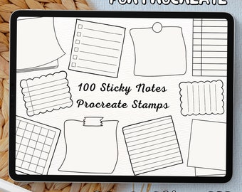 100 Sticky Notes Brush Stamps | Procreate Sticky Notes Brush Stamps | Sticky Notes Procreate Stamps | Procreate Sticky Notes Stamps
