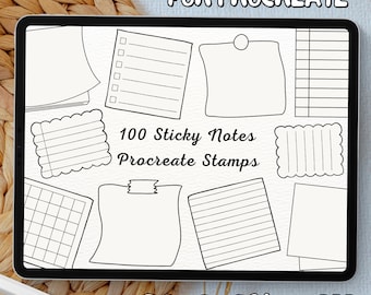 100 Sticky Notes Brush Stamps | Procreate Sticky Notes Brush Stamps | Sticky Notes Procreate Stamps | Procreate Sticky Notes Stamps