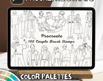 100 Couple Brush Stamps | Procreate Couple Brush Stamps | Couple Procreate Stamps | Procreate Couple Stamps | Procreate Couple