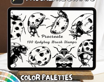 100 Ladybug Brush Stamps | Procreate Ladybug Brush Stamps | Ladybug Procreate Stamps | Procreate Ladybug Stamps | Procreate Ladybug