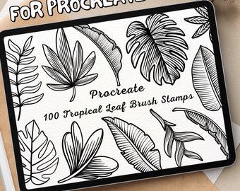 100 Tropical Leaf Brush Stamps | Procreate Tropical Leaf Brush Stamps | Tropical Leaf Procreate Stamps | Procreate Tropical Leaf Stamps