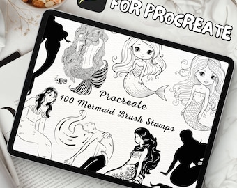100 Mermaid Brush Stamps | Procreate Mermaid Brush Stamps | Mermaid Procreate Stamps | Procreate Mermaid Stamps | Procreate Mermaid