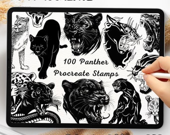 100 Panther Brush Stamps | Procreate Panther Brush Stamps | Panther Procreate Stamps | Procreate Panther Stamps | Procreate Panther